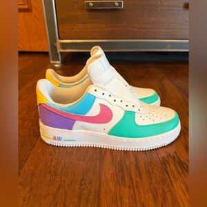 Nike AF1 Women's Sneakers - White, Pink, Purple, Teal, Yellow